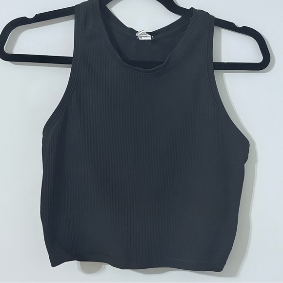90 Degree By Reflex Tops - 90 Degree by Reflex Ribbed Cropped Racerback Tank Black Athletic Top Size S